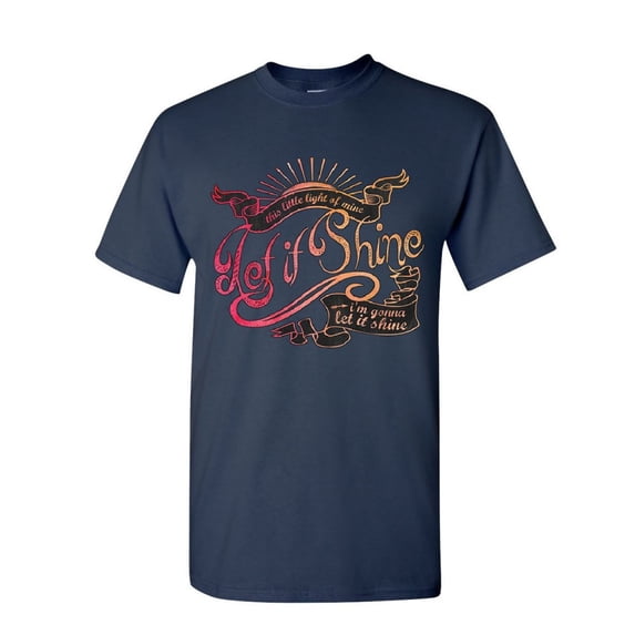 Tee Hunt Let It Shine T-Shirt Motivational Inspirational Feel Good Vibe Mens Shirt, Navy Blue, Medium