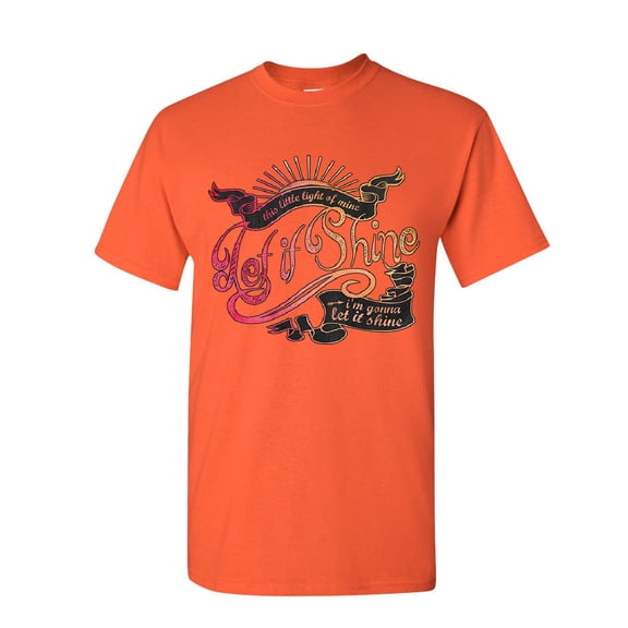Tee Hunt Let It Shine T-Shirt Motivational Inspirational Feel Good Vibe Mens Shirt, Orange, 4X-Large