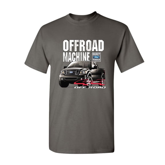 Tee Hunt Licensed Ford F-150 T-Shirt Offroad Machine Built Ford Tough Shirt, Charcoal, X-Large