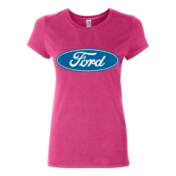 Tee Hunt Licensed Ford Logo Cotton T-Shirt Truck Mustang F150 Muscle Car, Pink, Small