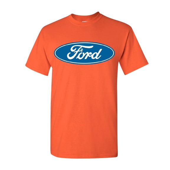 Tee Hunt Licensed Ford Logo T-Shirt FoMoCo Truck Mustang Performance Men's Novelty Shirt, Orange, 4X-Large