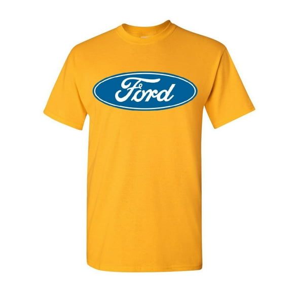 Tee Hunt Licensed Ford Logo T-Shirt FoMoCo Truck Mustang Performance Men's Novelty Shirt, Yellow, Large