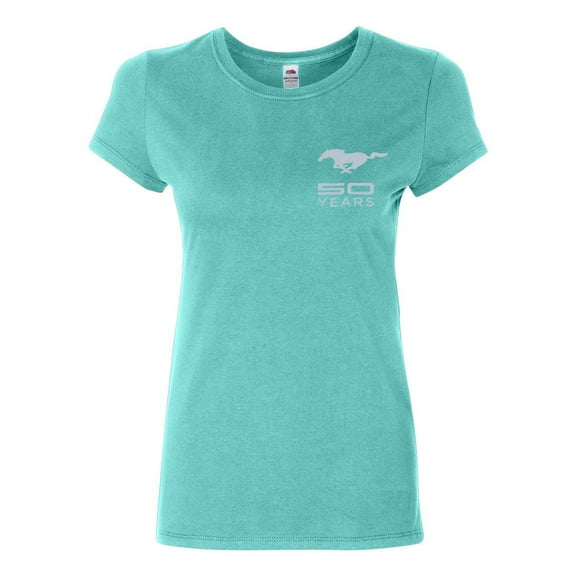 Tee Hunt Licensed Ford Mustang Mach 1 Cotton T-Shirt 50th Anniversary, Light Blue, XX-Large