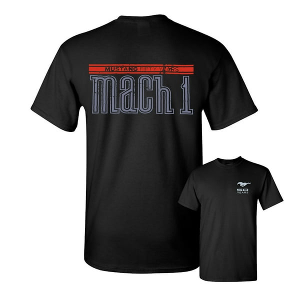 Tee Hunt Licensed Ford Mustang Mach 1 T-Shirt 50th Anniversary Shirt, Black, XX-Large