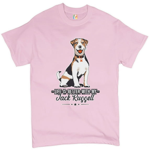 Tee Hunt Life is Better With My Jack Russell T-shirt Small Dog Animal Lover Men's Tee, Light Pink, X-Large