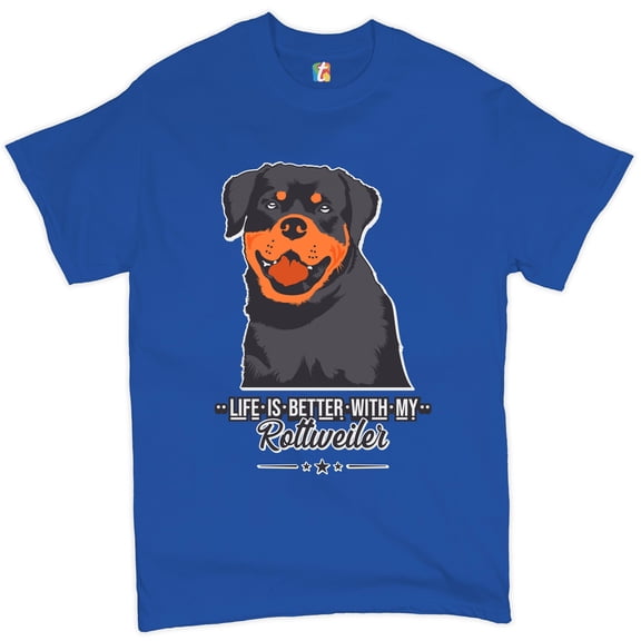 Tee Hunt Life is Better with My Rottweiler T-Shirt Rottie Pet Dog Lover Men's Tee, Blue, 4X-Large