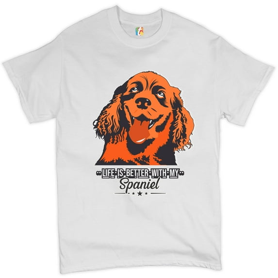 Tee Hunt Life is Better with My Spaniel T-Shirt Pet Owner I Love My Dog Men's Tee, White, 5X-Large