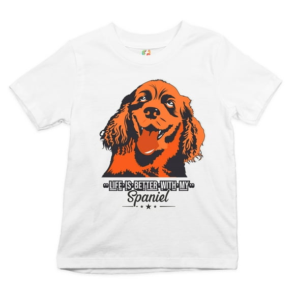 Tee Hunt Life is Better with My Spaniel Youth T-Shirt Pet Owner I Love My Dog Kids, White, X-Large