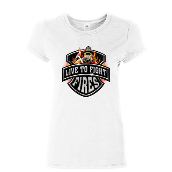 Tee Hunt Live to Fight Fires Women's T-Shirt Firefighter Volunteer FD Shirt, White, X-Large