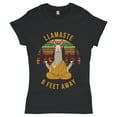 thumbnail image 1 of Tee Hunt Llamaste 6 Feet Away T-Shirt Meditating Social Distancing Llama Women's T-Shirt Tee, 1 of 5