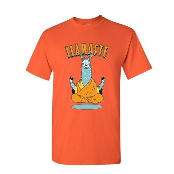 Tee Hunt Llamaste Shirt Funny Llama t Shirt Yoga Top - No Drama Llama Shirt Men's Namaste T Shirt, Orange, X-Large