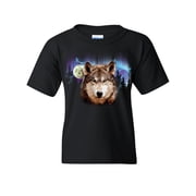 Tee Hunt Lone Wolf Into the Wild Youth T-Shirt Wilderness Wild Wolf Pack Howl Kids Tee