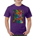 thumbnail image 1 of Tee Hunt Lovable Cat T-Shirt Dean Russo Colorful Felis Catus Men's Tee, Purple, Large, 1 of 5