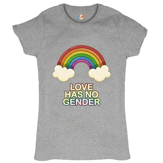 Tee Hunt Love Has No Gender T-Shirt Gay Pride Queer Rainbow Love is Love Women's T-Shirt Tee, Gray, Large