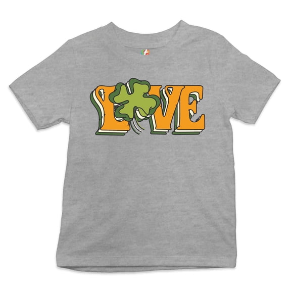 Tee Hunt Love Kid's T-Shirt St. Patrick's Day Clover Irish Shamrock Boys Girls Tee, Gray, X-Large
