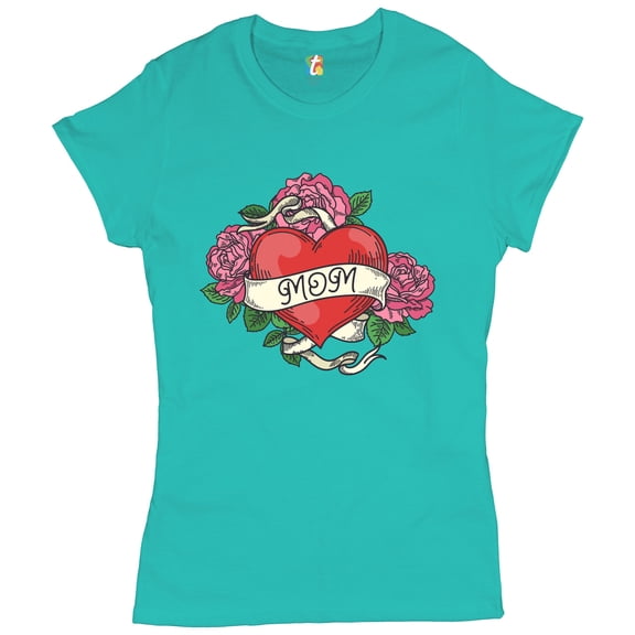 Tee Hunt Love Mom T-Shirt Motherhood Mother's Day I Love My Mommy Women's T-Shirt Tee, Light Blue, Medium