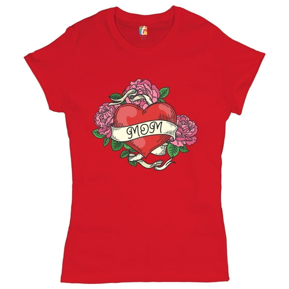 Tee Hunt Love Mom T-Shirt Motherhood Mother's Day I Love My Mommy Women's T-Shirt Tee, Red, X-Large