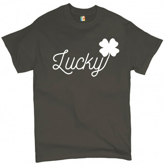 Tee Hunt Lucky Shamrock T-Shirt St. Patrick's Day Funny Holiday Men's Tee, Charcoal, Medium