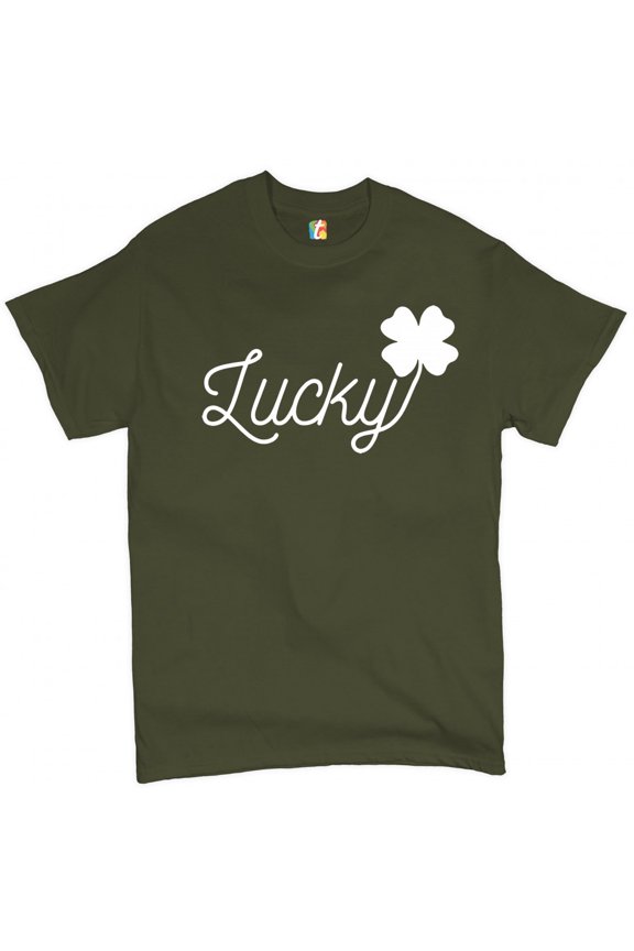 Lucky Shamrock T-Shirt St. Patrick's Day Funny Holiday Men's Tee, Military Green, Large