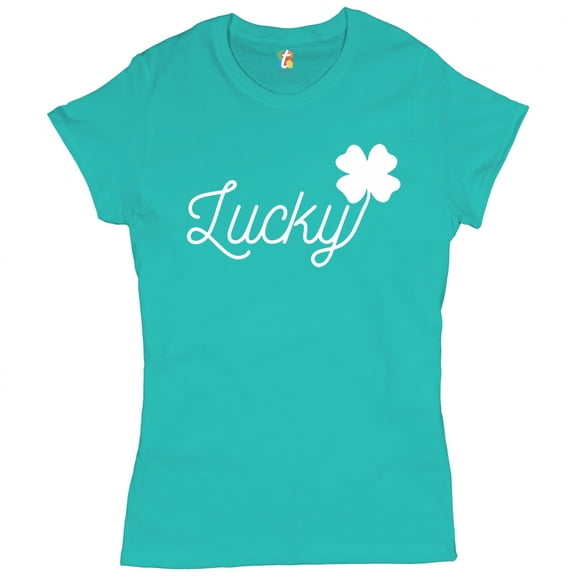 Tee Hunt Lucky Shamrock T-Shirt St. Patrick's Day Funny Holiday Women's T-Shirt Tee, Light Blue, Medium