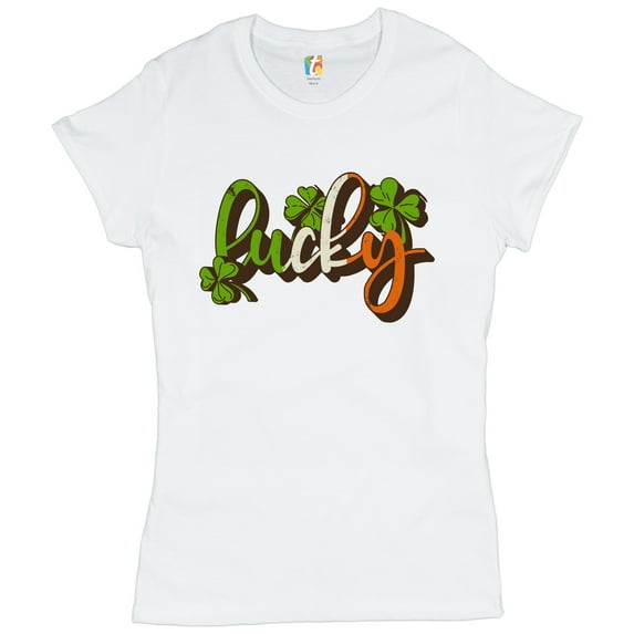 Tee Hunt Lucky T-Shirt Irish St. Patrick's Day Leprechaun Elves Shenanigans Women's T-Shirt Tee, White, 3X-Large