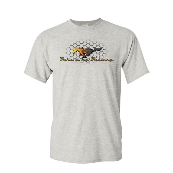 Tee Hunt Make it My Mustang T-Shirt Honeycomb American Classic Fire Horse Mens Shirt, Ash Gray, XX-Large