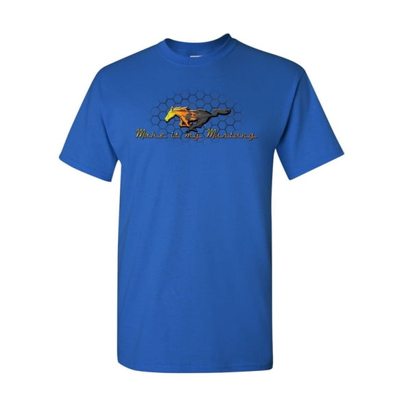 Tee Hunt Make it My Mustang T-Shirt Honeycomb American Classic Fire Horse Mens Shirt, Blue, Large