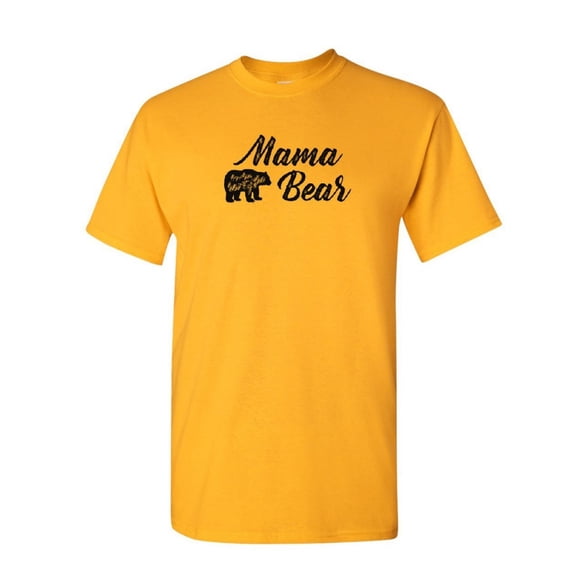 Tee Hunt Mama Bear T-Shirt Mom Mother's Day Family Cute Camping Tourism Mens Shirt, Yellow, X-Large