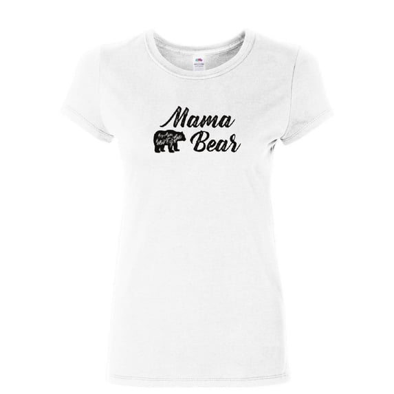 Tee Hunt Mama Bear Women's T-Shirt Mom Mother's Day Family Cute Camping Tourism Shirt, White, Medium