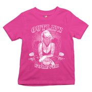 Tee Hunt Marilyn Monroe Outlaw Forever Youth T-Shirt Biker Live to Ride Motorcycle Kids, Pink, Large