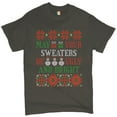 thumbnail image 1 of Tee Hunt May Your Sweaters Be Ugly and Bright T-Shirt Christmas Snowmen Men's Tee, Charcoal, Small, 1 of 5