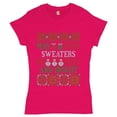 thumbnail image 1 of Tee Hunt May Your Sweaters Be Ugly and Bright T-Shirt Christmas Snowmen Women's T-Shirt Tee, Pink, 3X-Large, 1 of 5