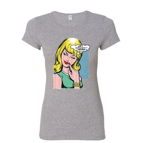 Tee Hunt Me Sarcastic Never Women's T-Shirt Funny Vintage Comic Pop Art Sarcasm Shirt, Gray, 3X-Large