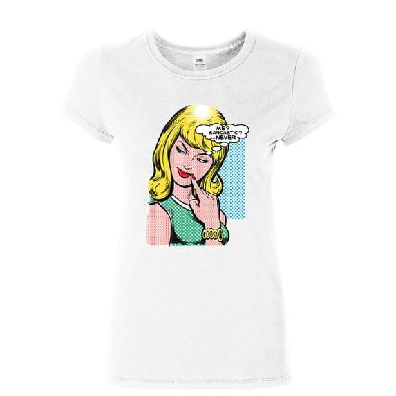 Tee Hunt Me Sarcastic Never Women's T-Shirt Funny Vintage Comic Pop Art Sarcasm Shirt, White, XX-Large