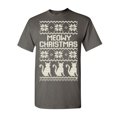 thumbnail image 1 of Tee Hunt Meowy Christmas T-Shirt Cat Christmas Xmas Ugly Sweatshirt Mens Shirt, Charcoal, XX-Large, 1 of 5