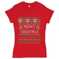 thumbnail image 1 of Tee Hunt Meowy Christmas T-Shirt Ugly Sweater Cat Lover Funny Xmas Women's T-Shirt Tee, Red, Large, 1 of 5