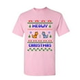 thumbnail image 1 of Tee Hunt Meowy Christmas Ugly Sweater T-Shirt Cat Kitten Purr Merry Xmas Mens Shirt, Light Pink, X-Large, 1 of 4
