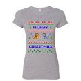 thumbnail image 1 of Tee Hunt Meowy Christmas Ugly Sweater Women's T-Shirt Cat Kitten Purr Merry Xmas Shirt, Gray, Large, 1 of 4