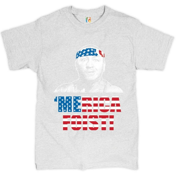 Tee Hunt Merica Foist T-shirt Patriotic Curly Howard The Three Stooges USA Men's Tee, Ash Gray, Large