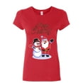 thumbnail image 1 of Tee Hunt Merry Christmas Santa Snowman Hug Women's T-Shirt Xmas Holiday Spirit Shirt, Red, X-Large, 1 of 4