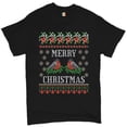 thumbnail image 1 of Tee Hunt Merry Christmas T-shirt Cute Bullfinch Ugly Sweater Theme Xmas Men's Tee, Black, 3X-Large, 1 of 5