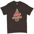 thumbnail image 1 of Tee Hunt Merry Christmas Tree T-Shirt Santa Claus Rudolph Let it Snow Men's Novelty Shirt, Brown, Large, 1 of 5