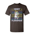 thumbnail image 1 of Tee Hunt Merry Flossmas Flossing Unicorn T-Shirt Christmas Ugly Sweater Mens Shirt, Brown, Large, 1 of 4