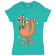 thumbnail image 1 of Tee Hunt Merry Slothmas T-Shirt Christmas Sloth Candy Cane Let It Snow Women's T-Shirt Tee, Light Blue, Medium, 1 of 5