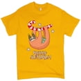 thumbnail image 1 of Tee Hunt Merry Slothmas T-shirt Christmas Sloth Candy Cane Let It Snow Men's Tee, Yellow, Large, 1 of 5