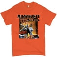 thumbnail image 1 of Tee Hunt Milwaukee Steel T-shirt Route 66 Motorcycle Chopper Bobber Biker Men's Tee, Orange, Small, 1 of 5