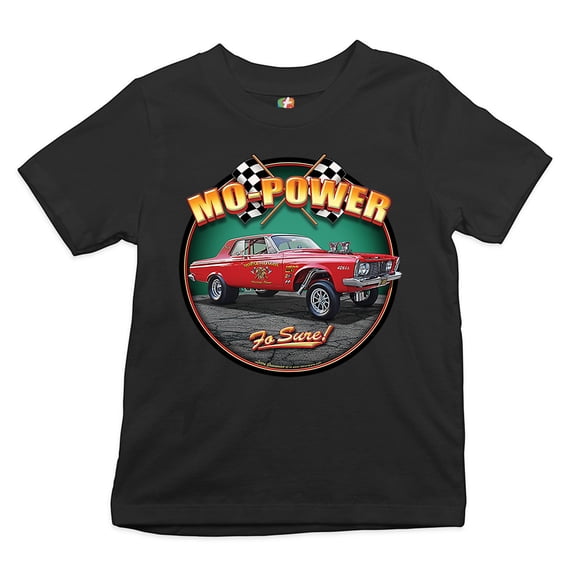 Tee Hunt Mo-Power Fo Sure! Youth T-Shirt American Muscle Car Racing Route 66 Kids