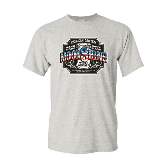 Tee Hunt Moonshine American Original T-Shirt Tennessee Whiskey Shirt, Ash Gray, Medium
