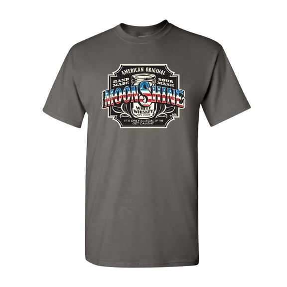 Tee Hunt Moonshine American Original T-Shirt Tennessee Whiskey Shirt, Charcoal, X-Large