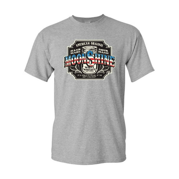 Tee Hunt Moonshine American Original T-Shirt Tennessee Whiskey Shirt, Gray, 5X-Large